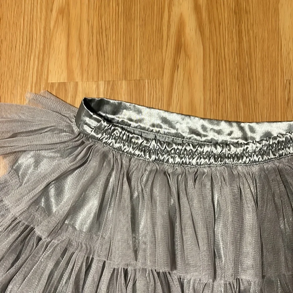 GAP Silver Tulle Layered Skirt, Size L 10